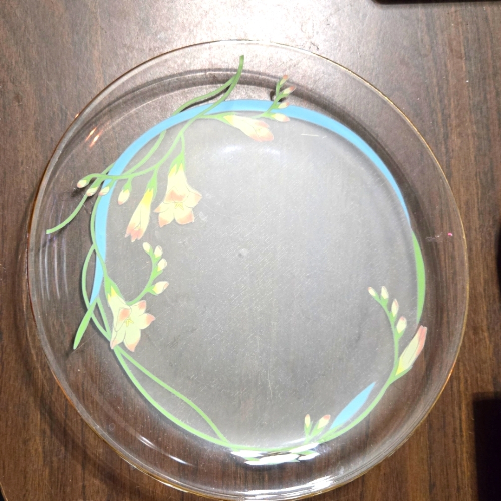 Vintage Gien  frosted handpainted 10 inch Plate
